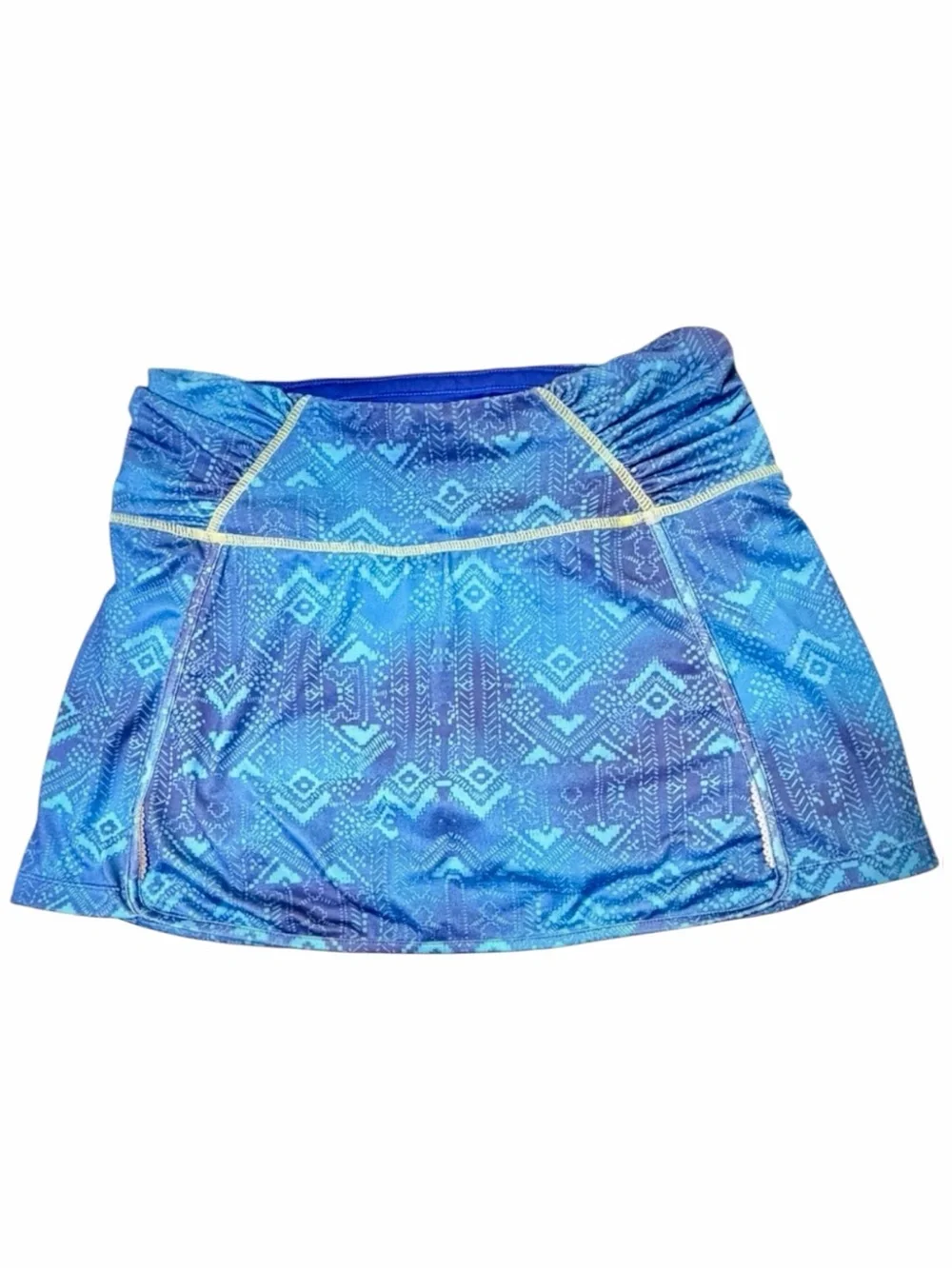 Athleta Blue Geometric Athletic Skort Built In Shorts Medium Tennis Golf